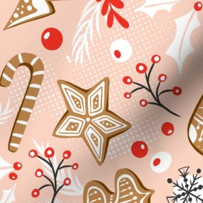 Gingerbread Dreams - Blush Pink Large Scale