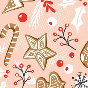 Gingerbread Dreams - Blush Pink Large Scale