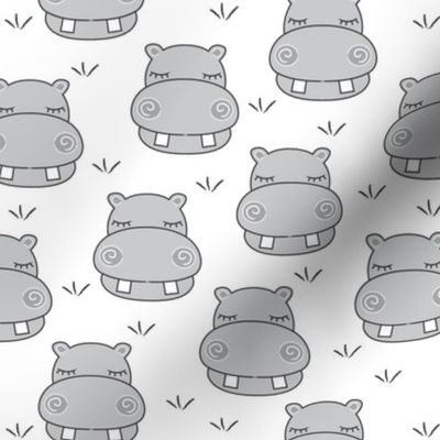 grey hippos on white