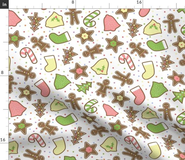 Pain d'épices biscuits enfants vacances de Noël tissu imprimé par spoonflower BTY
