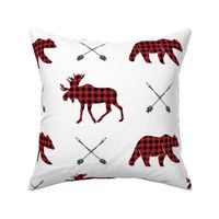 (jumbo scale) buffalo plaid - moose bear and arrows (white)