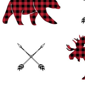 (jumbo scale) buffalo plaid - moose bear and arrows (white)