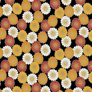 Asian Marigold Pattern Black