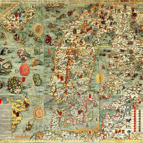 1539 Map of Scandinavia (42"W)