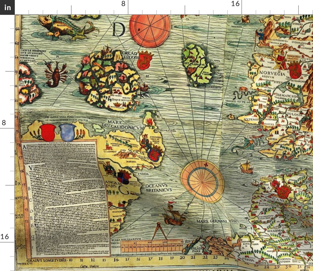 1539 Map of Scandinavia (42"W)