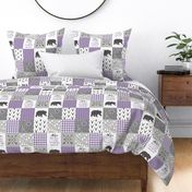 4.5in - To the mountains purple - wholecloth Cheater quilt 