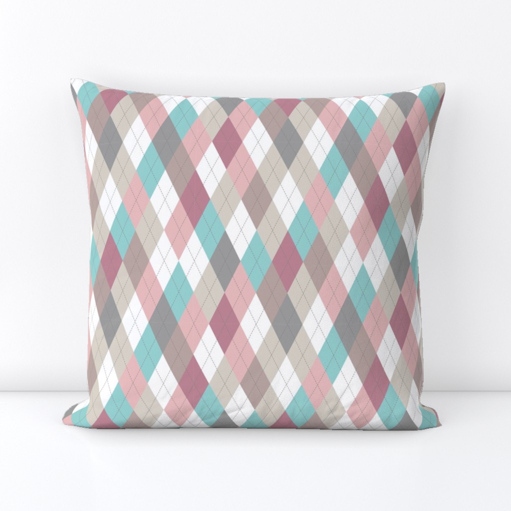 Argyle - Pastel Pink Brown