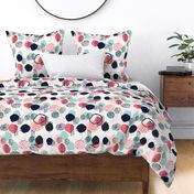 abstract expression dots (larger scale) blush coral mint navy painted painterly kids 