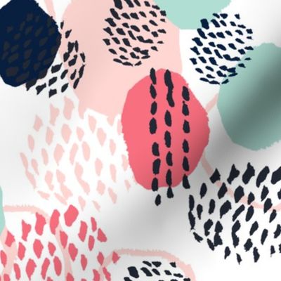 abstract expression dots (larger scale) blush coral mint navy painted painterly kids 