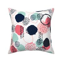 abstract expression dots (larger scale) blush coral mint navy painted painterly kids 