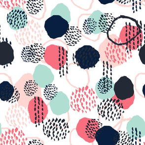 abstract expression dots (larger scale) blush coral mint navy painted painterly kids 