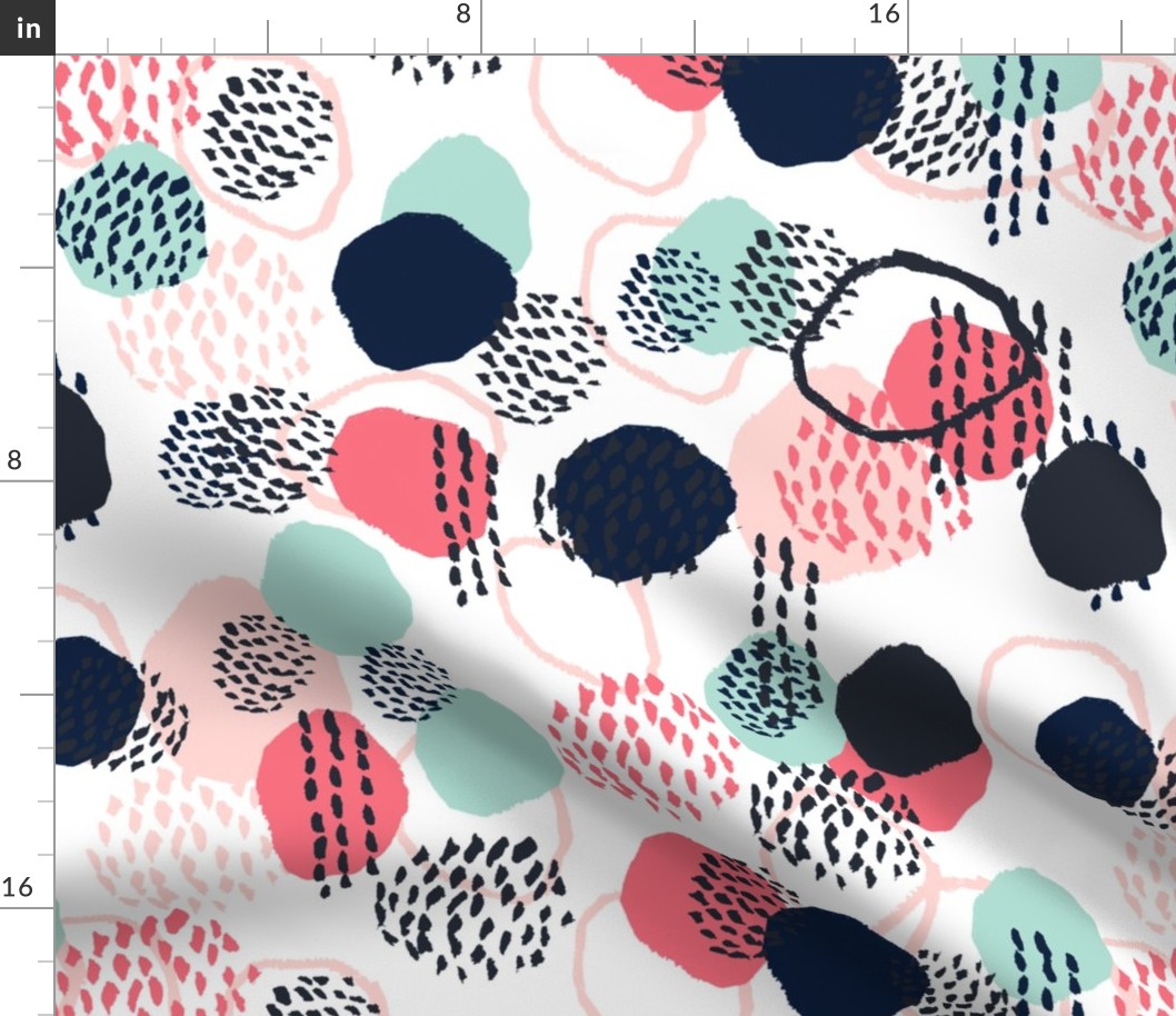 abstract expression dots (larger scale) blush coral mint navy painted painterly kids 