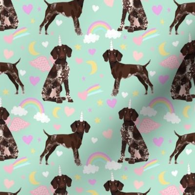 German Shorthair Pointer dod breed fabric rainbow unicorn pastel mint