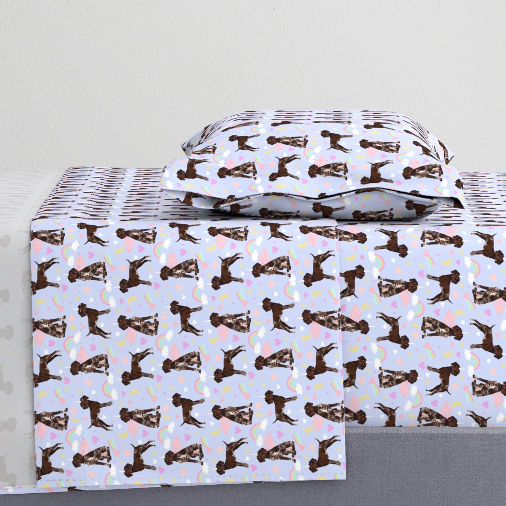 German Shorthaired Pointer dog breed fabric rainbow unicorn pastel purple