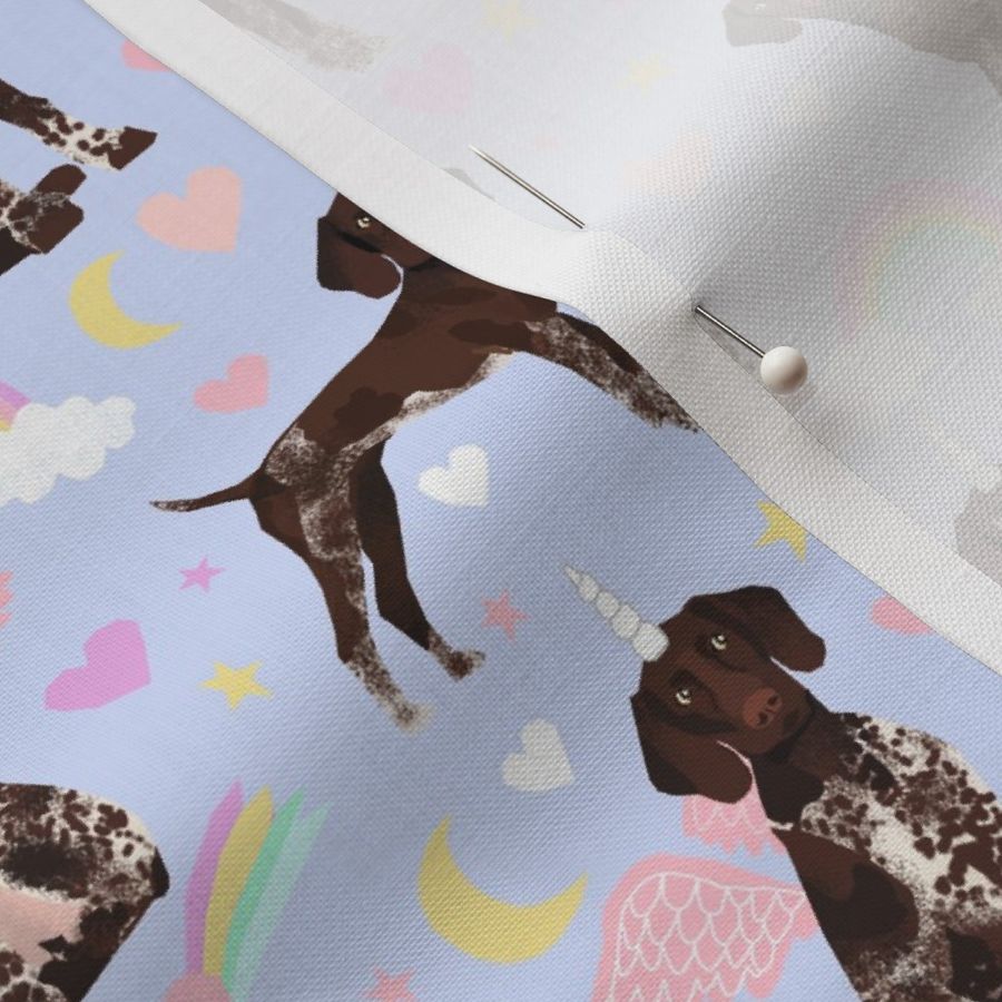 German Shorthaired Pointer dog breed fabric rainbow unicorn pastel purple