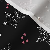 Twinkle twinkle little star cute baby nursery or christmas theme print in black white and pink night