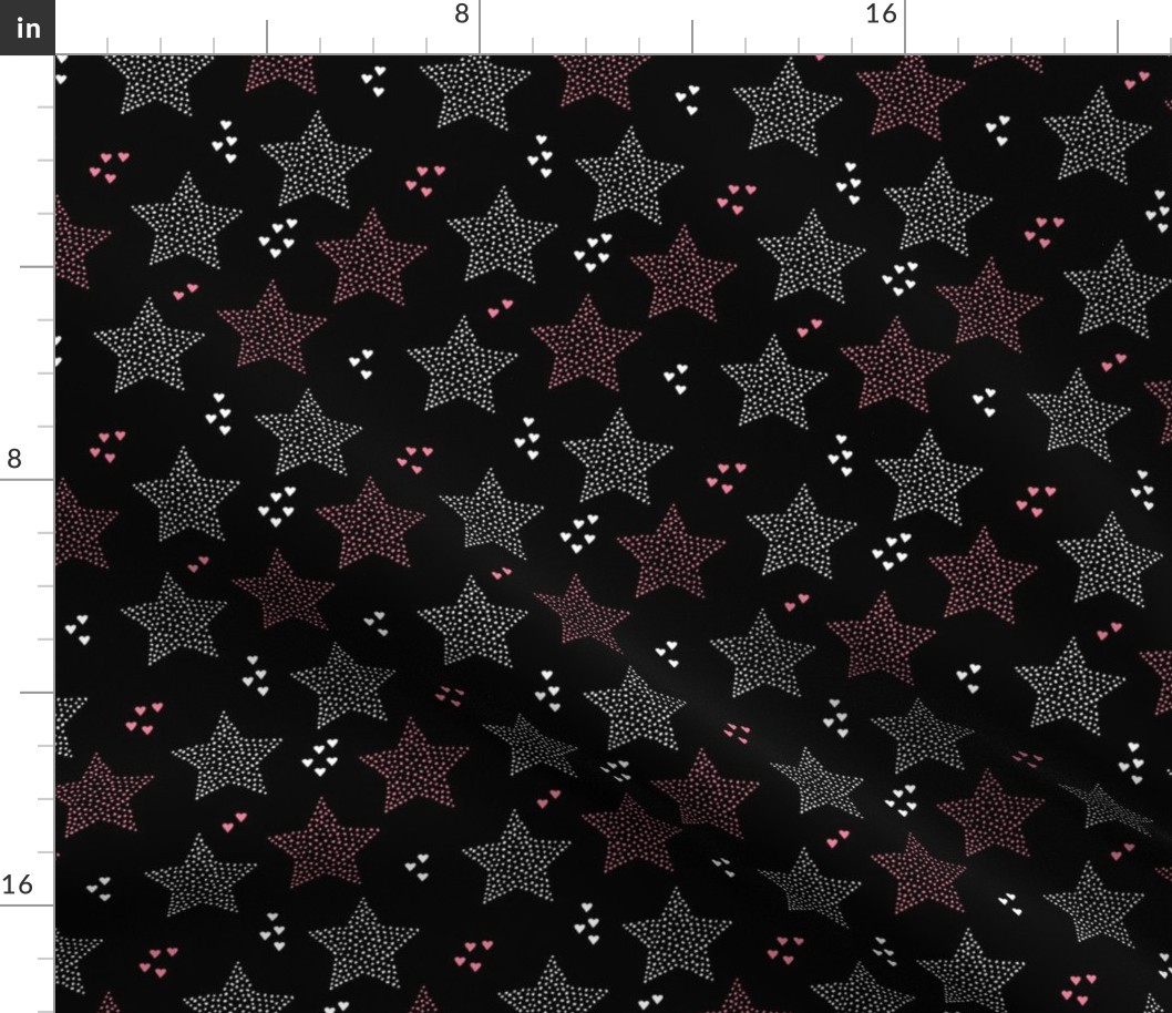Twinkle twinkle little star cute baby nursery or christmas theme print in black white and pink night
