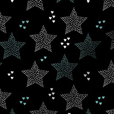 Twinkle twinkle little star cute baby nursery or christmas theme print in black white and blue night