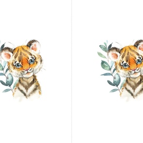 54” x 36” Tiger Cub TWO Panels, MINKY size panel, Wild Animal Bedding, Baby Tiger Blanket, FABRIC MUST be 54” or WIDER, Two 27”x36” panels per Minky yard