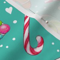 Christmas Gingerbread and Candy on teal