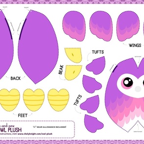 Cut & Sew Fuchsia Owl Plush