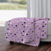 cat breed faces with bows cute pet fabric for cat lovers purple