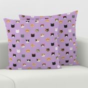 cat breed faces with bows cute pet fabric for cat lovers purple