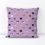 cat breed faces with bows cute pet fabric for cat lovers purple