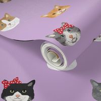 cat breed faces with bows cute pet fabric for cat lovers purple