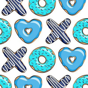 blue X O  heart shaped donuts - xo heart donuts 