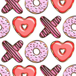 XO heart shaped donuts - valentines red and pink