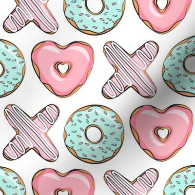 XO heart shaped donuts - valentines pink & mint  - valentines day