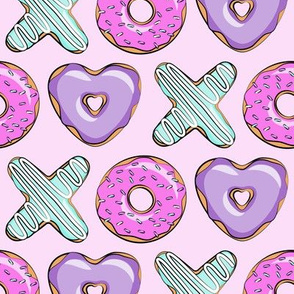 xo shaped donuts - multi on light purple