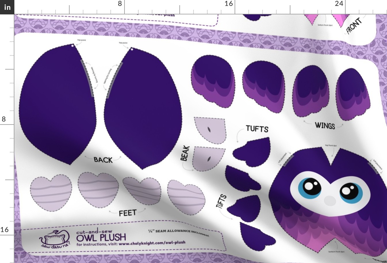 Cut & Sew Purple Owl Plush