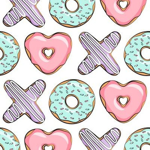  xo heart donuts - pink, mint, purple