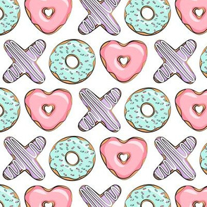 (small scale) xo heart donuts - pink, mint, purple