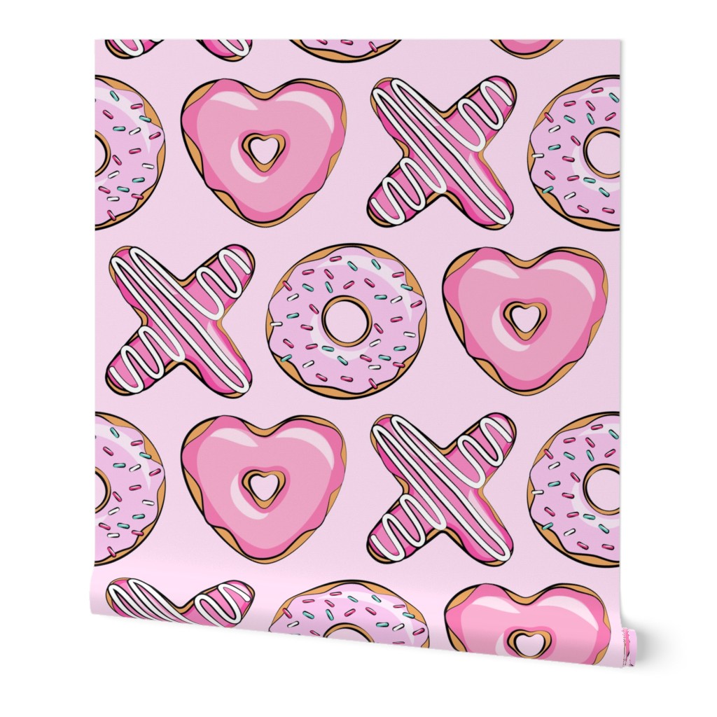 X O  heart shaped donuts -  pink  on pink