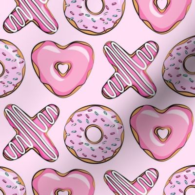 X O  heart shaped donuts -  pink  on pink