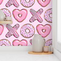 X O  heart shaped donuts -  pink  on pink