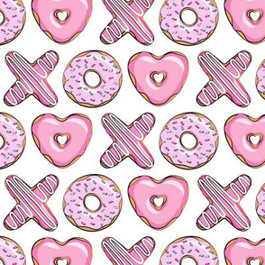 (small scale) X O  heart shaped donuts -  pink 