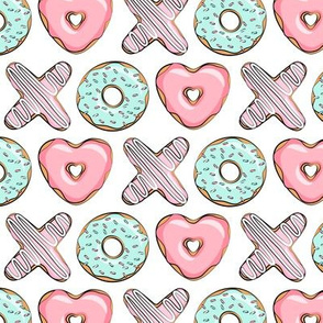 (small scale) XO heart shaped donuts - valentines pink & mint  - valentines day