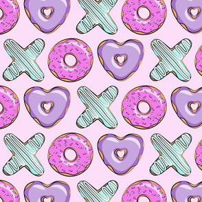 (small scale) xo shaped donuts - multi on light purple