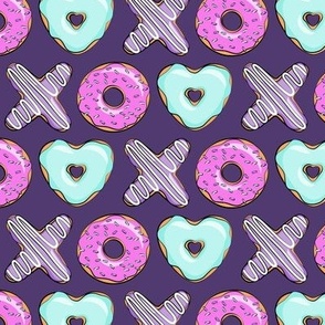 (small scale) xo shaped donuts - multi on purple