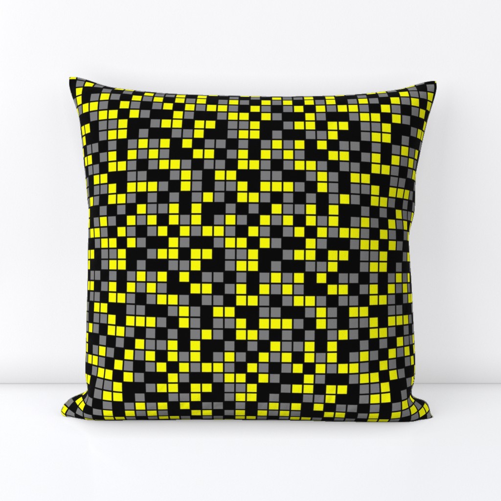 Medium Mosaic Squares in Black, Yellow, and Medium Gray