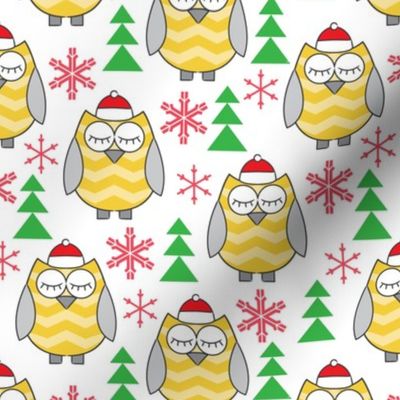 gold owls-with-santa-hats