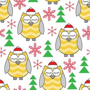 gold owls-with-santa-hats