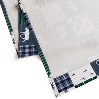 woodland patchwork fishing quilt - green navy grey (90)