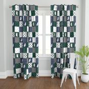 woodland patchwork fishing quilt - green navy grey (90)
