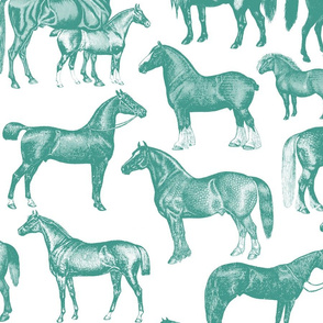big horse wallpaper pattern green