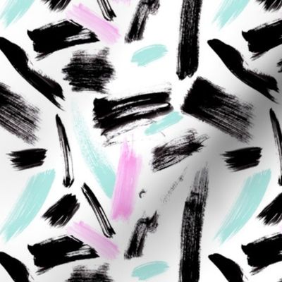 Black, mint and pink brush strokes Medium